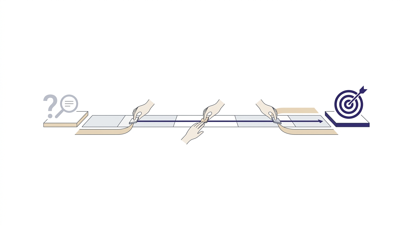 Puente conceptual entre pregunta y objetivo, guiando la transición de análisis a ejecución con método claro.