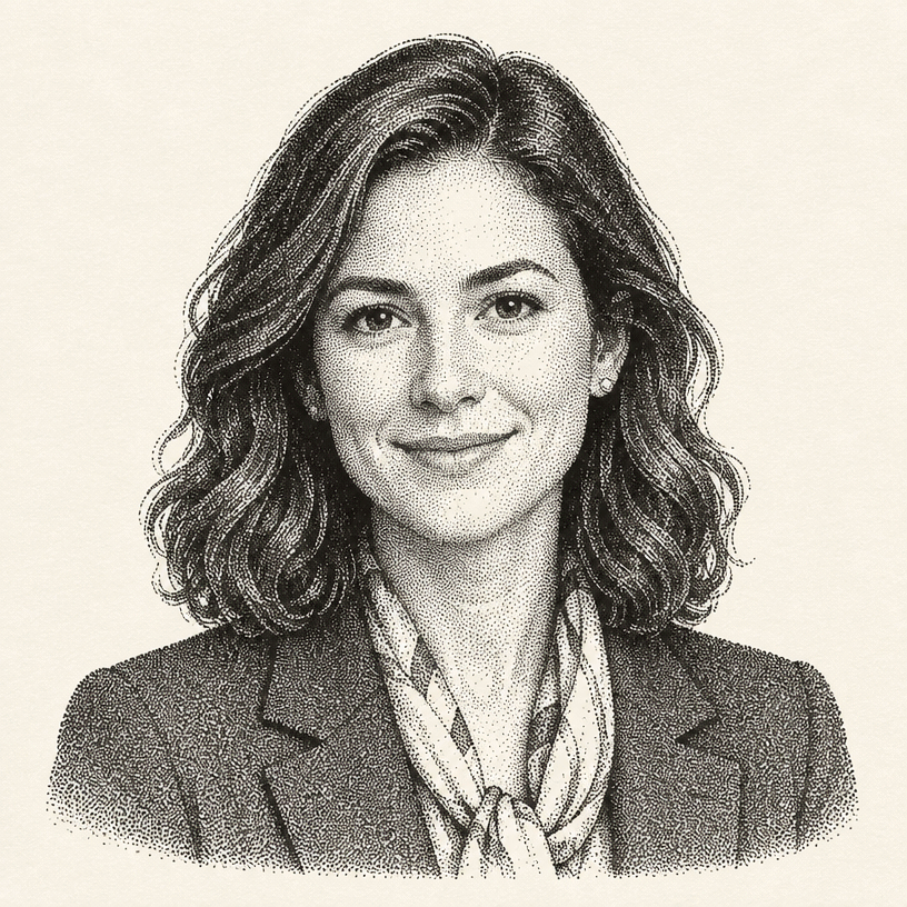 Retrato hedcut de una consultora de marketing